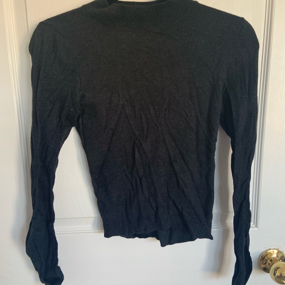 Garage, Dark Grey Mock Neck Sweater, Size: X Small